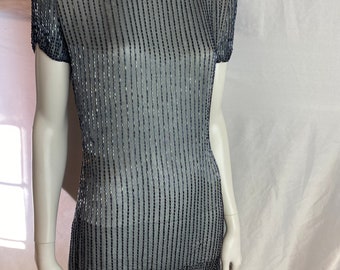 Murray Arbeid Couture Grå chiffong sidenklänning med antracitfärgade pärlor Prinsessan Diana designer