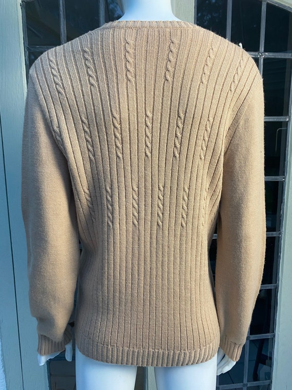 Vintage Courreges cable knit beige wool blend car… - image 2