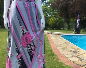 Vintage jaren 1970 roze maxi lange rok met bloemenprint Ode aan Leonard Paris