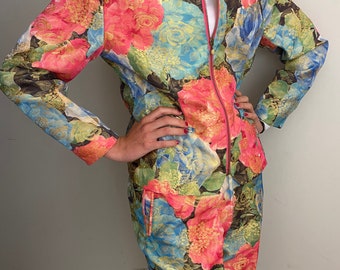 Chaqueta de brocado floral rosa de Mondi, talla única 40 Fr
