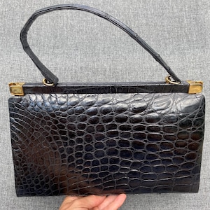 Vintage 1960er 1970er Jahre Hanson Bag Hong Kong Krokodil Alligator Henkeltasche Handtasche Lackleder exotische Haut
