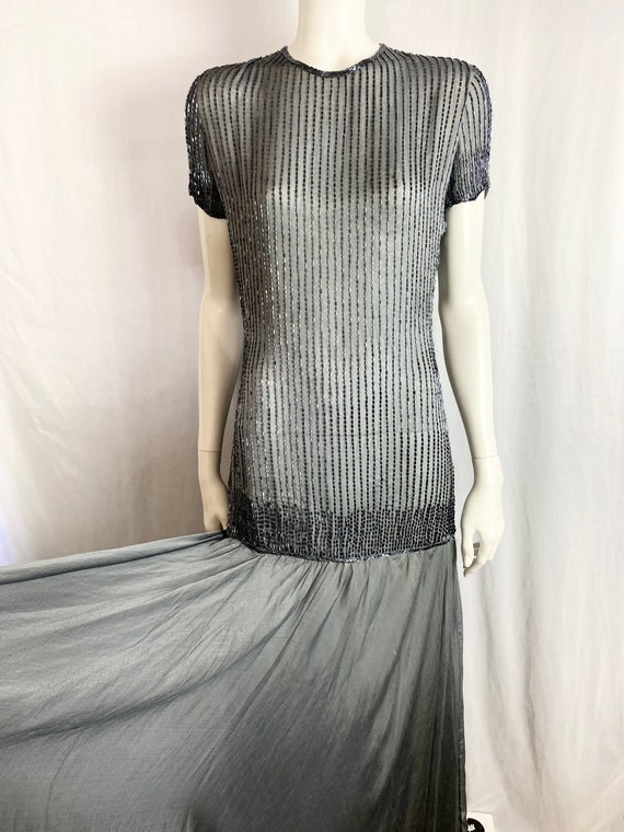 Murray Arbeid Couture Grey Chiffon Silk Evening D… - image 9