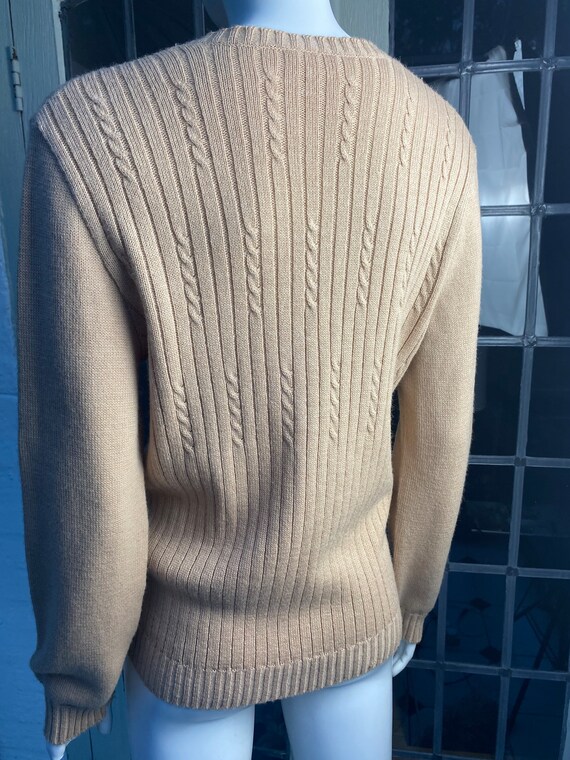 Vintage Courreges cable knit beige wool blend car… - image 3