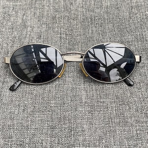 Vintage 1990s Y2K Gianni Versace sunglasses Mod S09 grey round oval lenses John Lennon style glasses