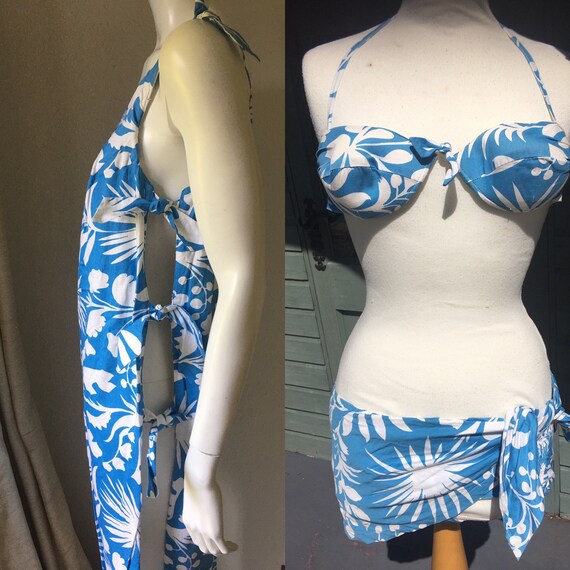 Vintage 1950s beach bikini swim suit & towelling d