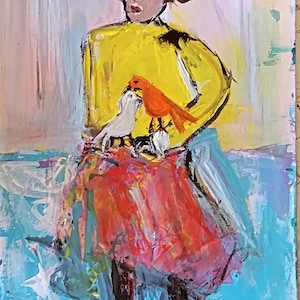 Abstract Woman Portrait: Original Acrylic Painting, Small Art Work