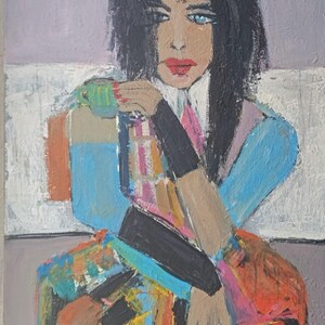 Abstract Female Portrait Painting: Modern Acrylic Art on Canvas