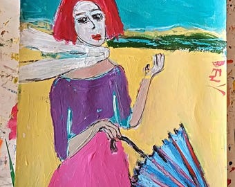 vrouwelijk origineel abstract portret acrylschilderij