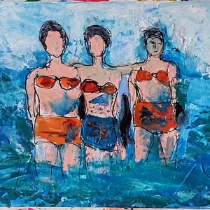 Friends at Sea Abstract Painting: Beach Wall Art