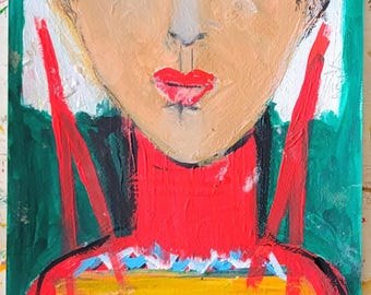 鮮やかな反射の抽象的な顔のアート - Etsy 日本