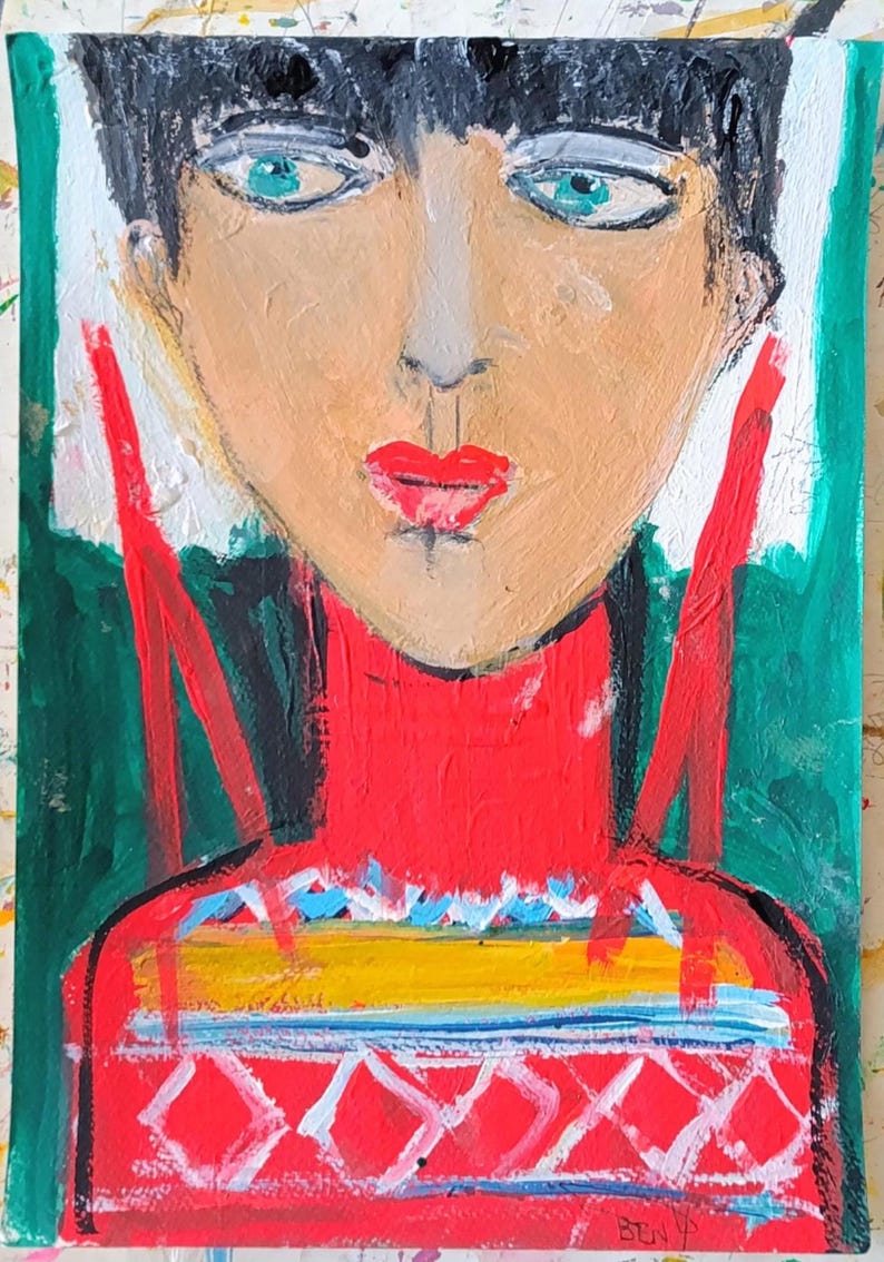 Original Abstract Face female feminine portrait women Modern Contemporary image 1