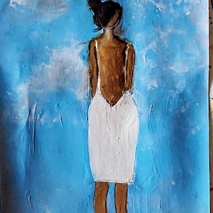 Dipinto originale in acrilico raffigurante un ritratto di donna: arte murale moderna