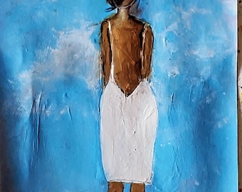 Original Acrylic Woman Portrait Painting: Modern Wall Art