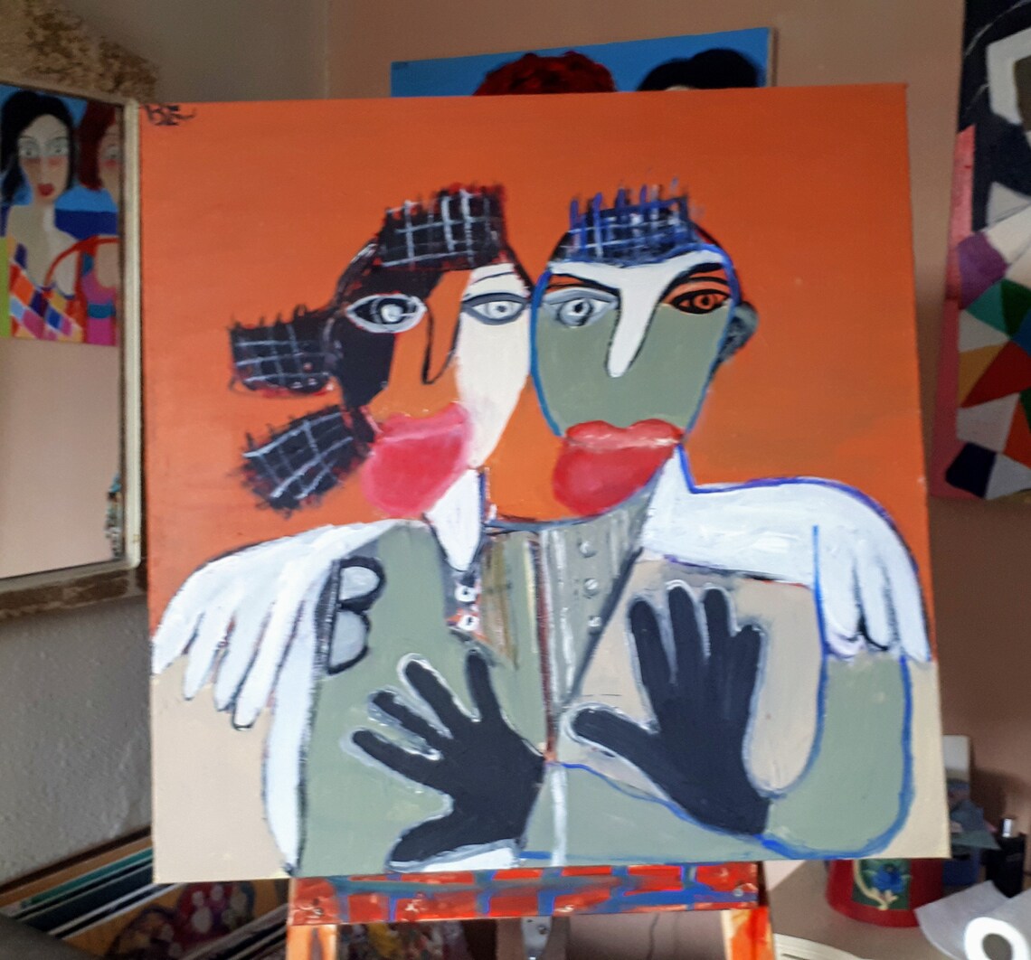 Liebespaar Gemälde Liebe Gemälde Wandkunst Original Gemälde | Etsy