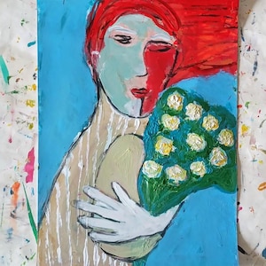 Abstract Woman Portrait Art: Original Acrylic Painting