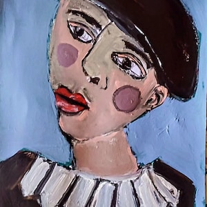 Original Abstract Portrait Painting: Contemporary Figurative Art