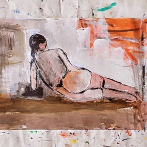 naked woman art portrait  painting  .  acrylic  abstract    face  art.   acrylic   figure  painting