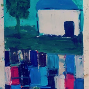 Abstract Landscape Acrylic Painting: Original Nature Wall Art