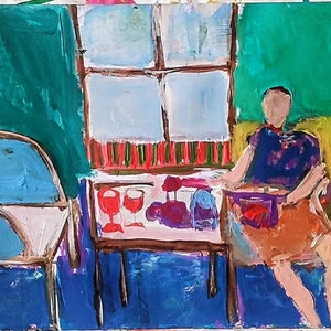 Ritratto astratto arte firmata pittura murale carta donna bella bella immagine ora