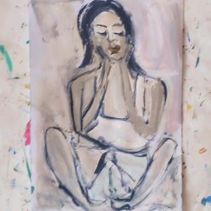 Figure Abstract Painting Woman Abstract Painting Large Textured Wall Art Original Woman Painting ,small art work. One of a Kind Art