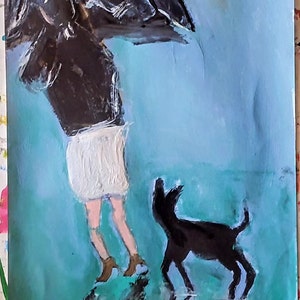 Woman with Dog Painting: Fine Art Portrait