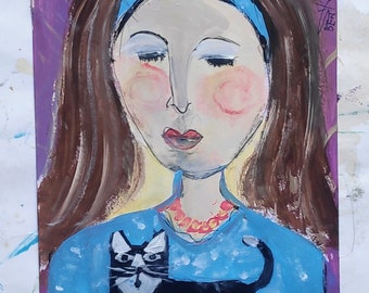 Surrealist Female Portrait: Original Acrylic Painting, Contemporary Art