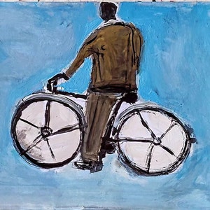 Un homme fait du vélo avec de l&#39;acrylique
