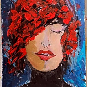 Abstract Female Portrait Painting: Original Acrylic Wall Art