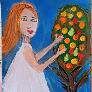 Modern Portrait Painting: Original Abstract Acrylic Wall Art