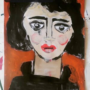 Original abstract woman portrait on paper.modern painting original.anime  painting    acrylic