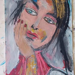 Original Abstract Face Art: Acrylic Portrait Painting image 2