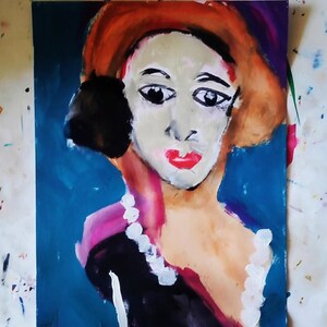 Original Woman Portrait Painting: Acrylic Artwork