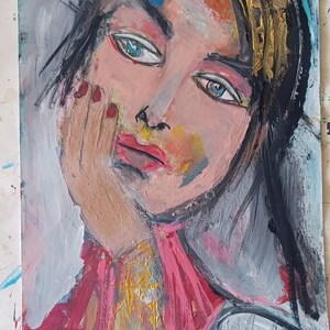 Original Abstract Face Art: Acrylic Portrait Painting image 3