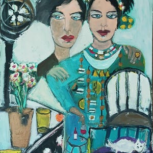 portrait original painting on canvas .abstract figurative art original
