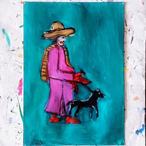 Original Art pet  Portrait In acrylic Painting Abstract men Portrait Painting On paper. Figurative Art