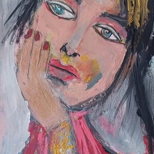 Original Abstract Face Art: Acrylic Portrait Painting image 6