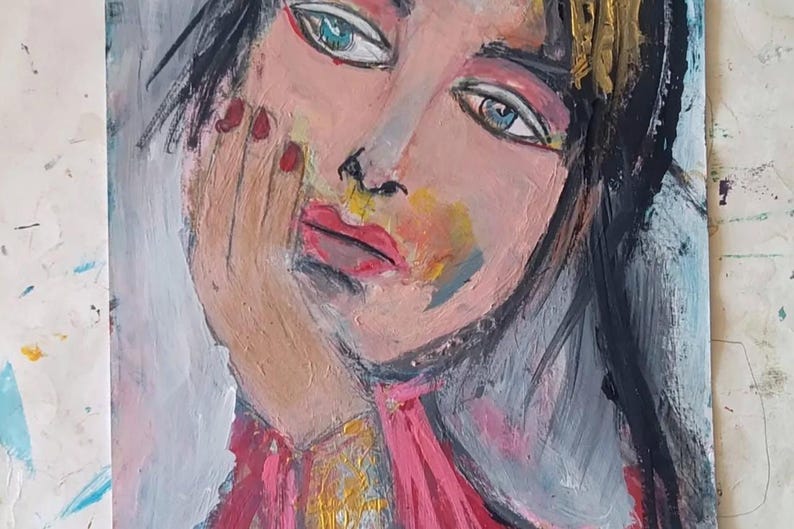 Original Abstract Face Art: Acrylic Portrait Painting image 6