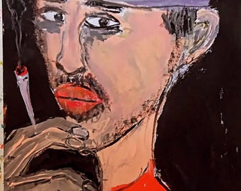 Abstract Man Portrait Art, Expressionist Painting