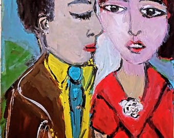 Couple  Surrealist Portrait. art  painting . Contemporary art