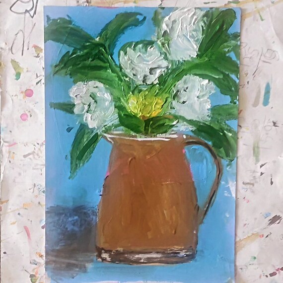 花瓶の白い花の絵画絵画 油絵 お花 インテリア ニチガク 額付き 