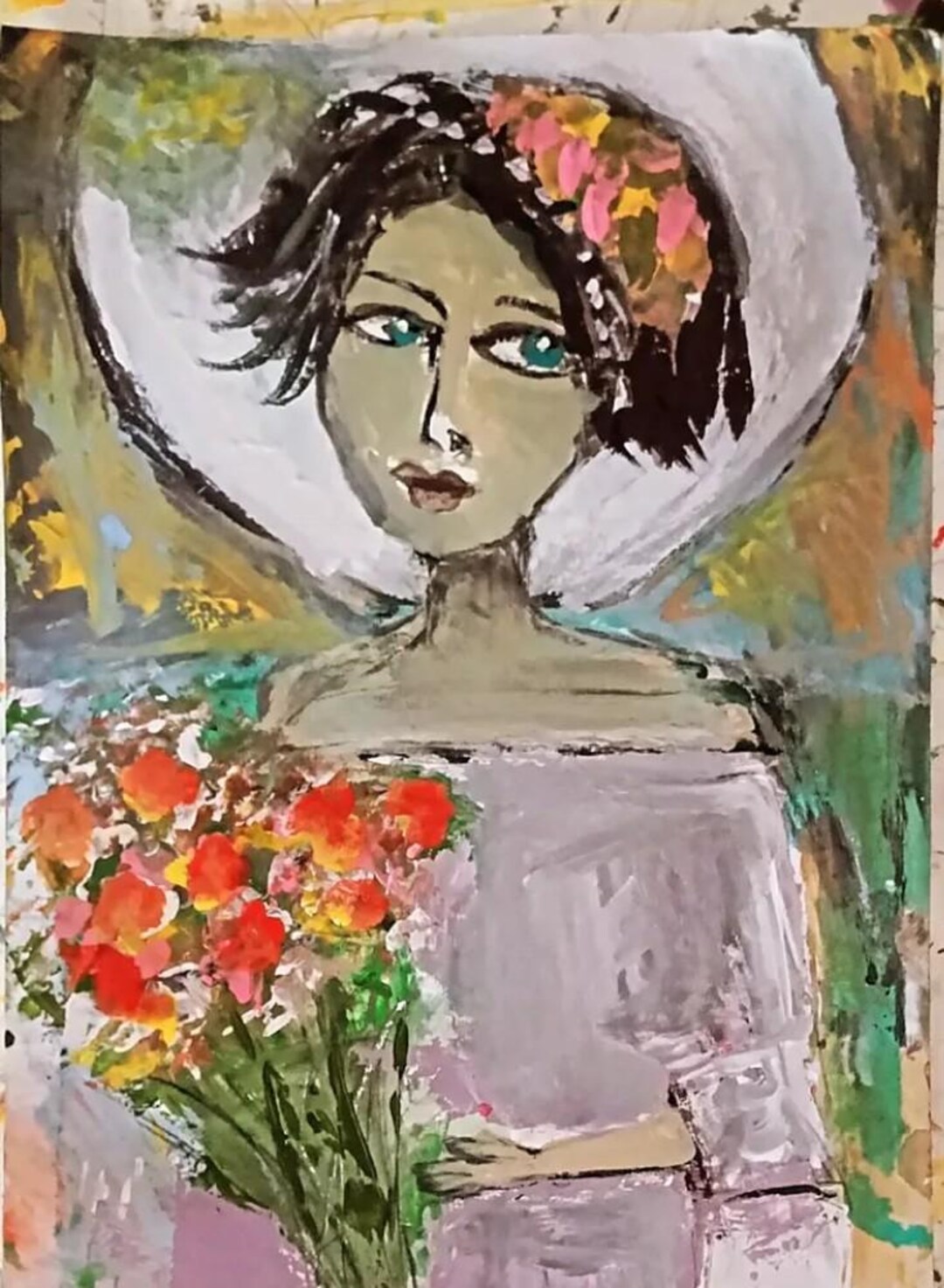 Women Flowers Painting Modern Art Contemporary Artists Original - Etsy