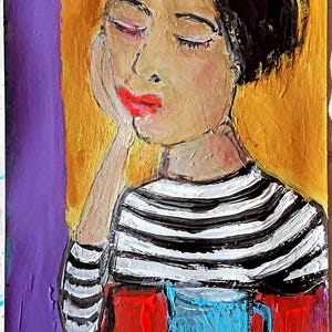 Abstract Woman Painting: Modern Boho Portrait Art