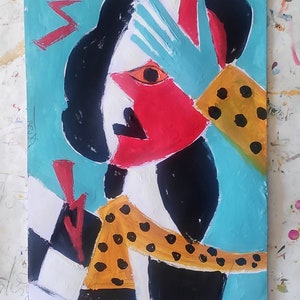 original portrait  Painting  Abstract Acrylic Painting On paper Fine Art Abstract  Art Modern Artwork