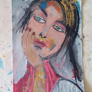 women   art painting  .  abstract  face   art.  original  art