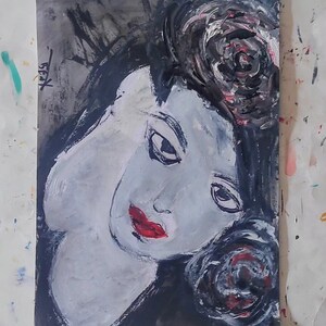 Modern Portrait Painting: Original Abstract Acrylic Wall Art