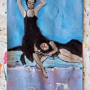 Figurative Couple Portrait: Original Acrylic Painting, Contemporary Wall Art