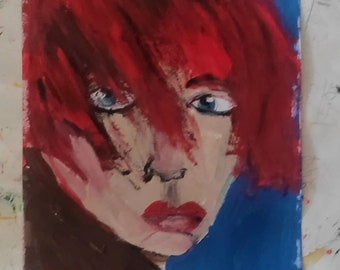acrylic on paper abstract painting.Abstract Figurative Art,