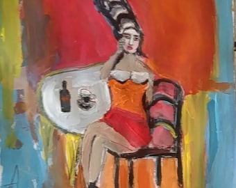 abstract female portrait painting.expressionist portrait