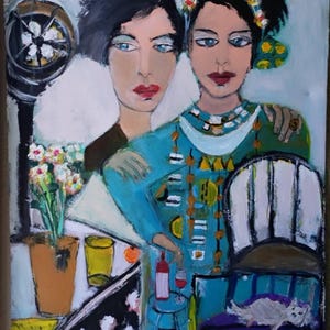 portrait original painting on canvas .abstract figurative art original