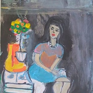 Mujeres flores pintura arte moderno artistas contemporáneos originales